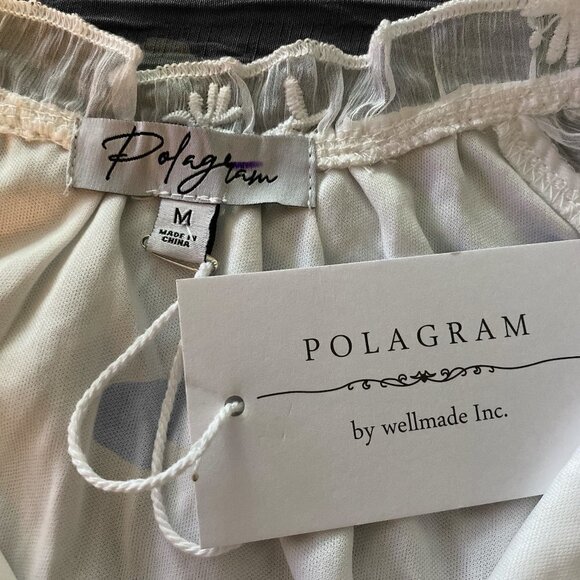 Polagram blouse, white with lace, very full sleeves. size M, NEW - Picture 5 of 5